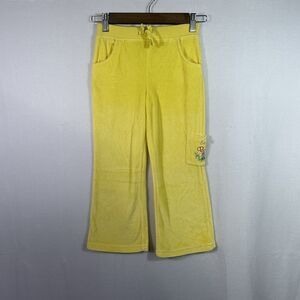 Vintage Y2K Yellow Wide Leg Walt Disney Princess Belle Velour Pants Girls Size 6